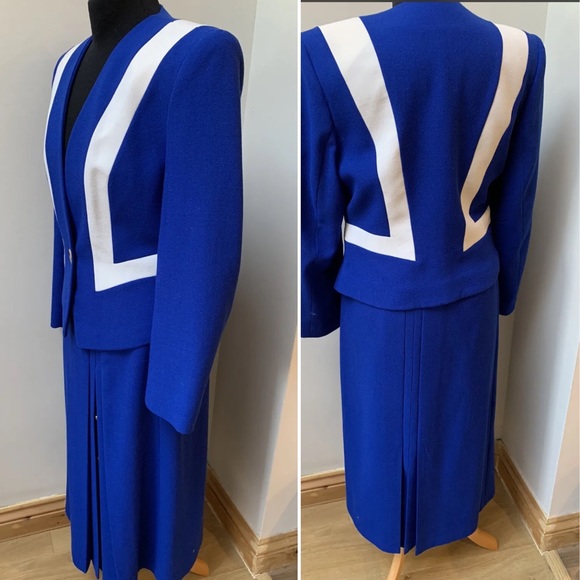 Vintage Jacques Vert cobalt blue suit fits uk 8 - Picture 8 of 9